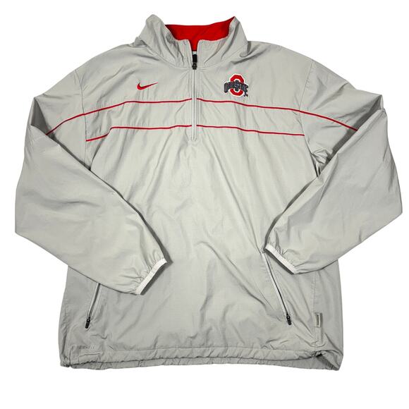 Men's Nike Storm-Fit Ohio State Buckeyes XL Pullover Rain Jacket Grey Red - Picture 1 of 7